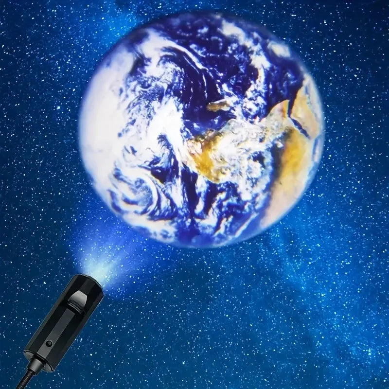 Starry Sky Night Light Projector with Moon and Earth Atmosphere for Romantic Bedroom Decor