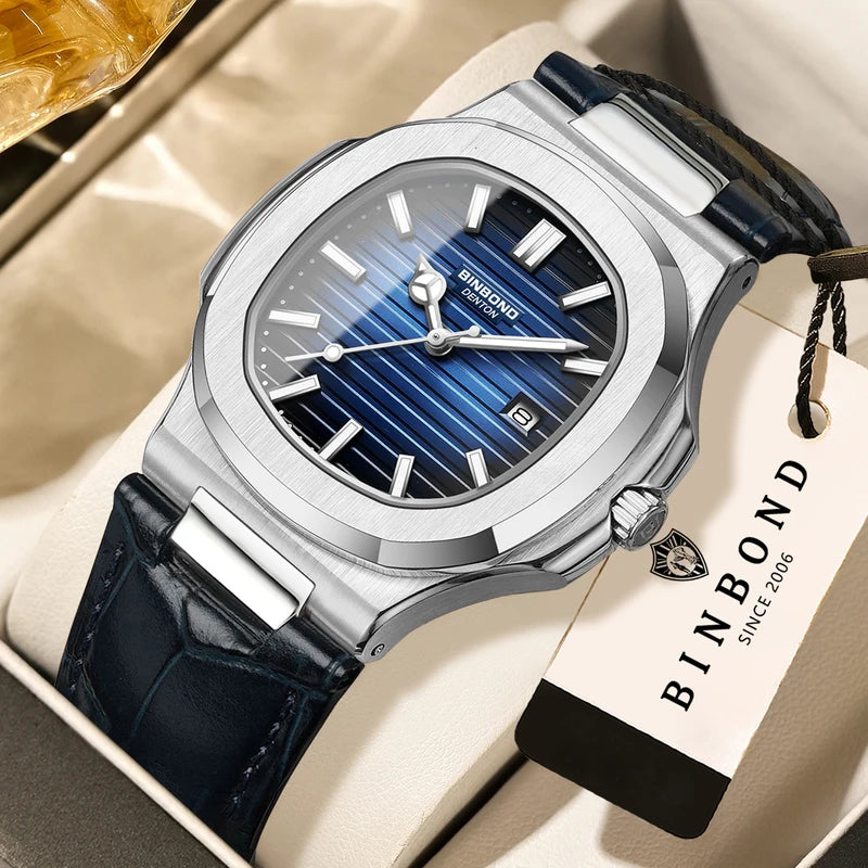 Men's Luxury Quartz Wristwatch Waterproof Auto Date Leather Strap - Multiple Colors