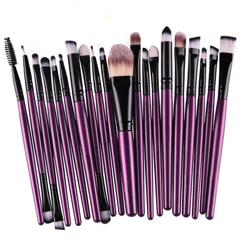 20-Piece Makeup Brush Set with Eye Shadow and Foundation Brushes - Soft Man-made Fibers, Full Collection