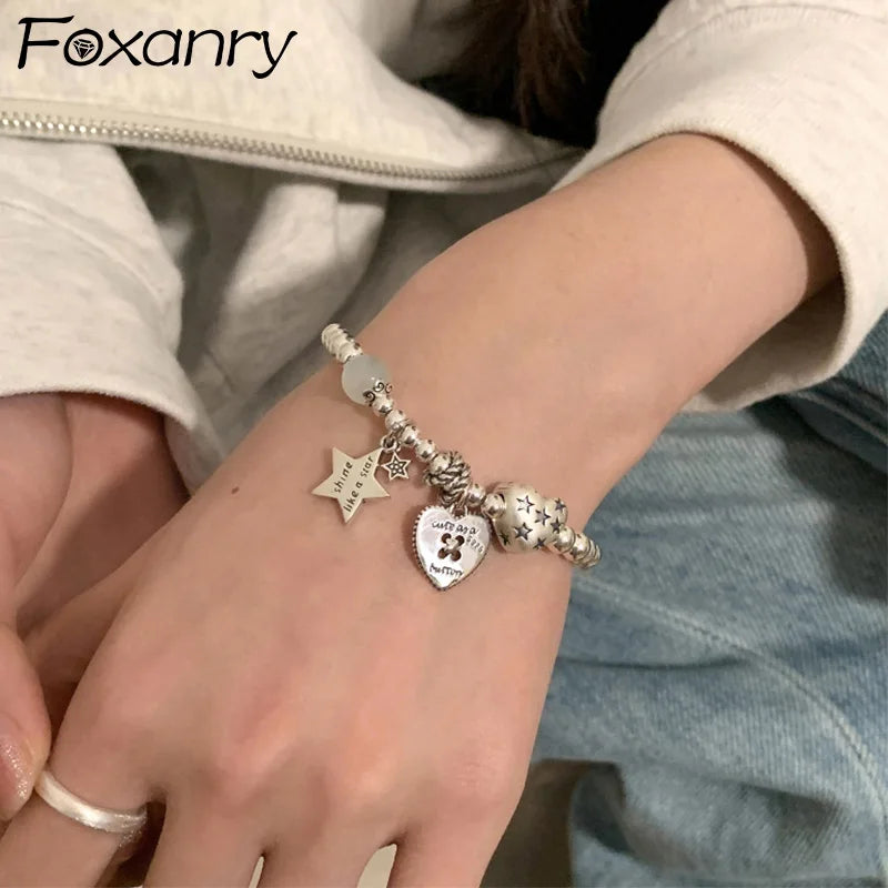 Heart & Star Pendant Bracelets for Women Girls - Trendy Elegant Jewelry Gift