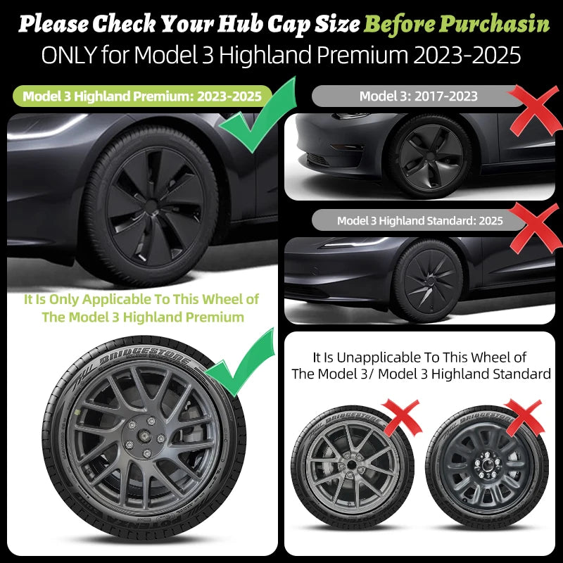 4PCS 18 Inch Car Wheel Hub Caps for Tesla Model 3 Highland 2024-2026 - Performance Replacement