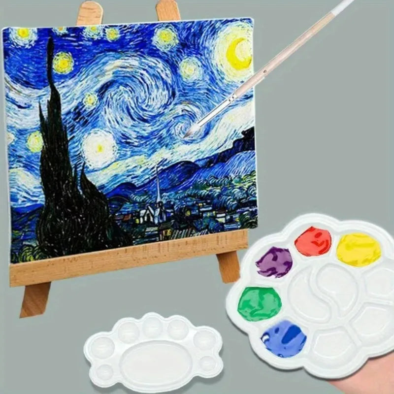 Mini Flower-Shaped Plastic Painting Boards 5pcs Art Mixing Trays