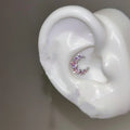 Pink Zircon Moon Tassel Ear Bone Nail Jewelry Piercing Earrings for Women