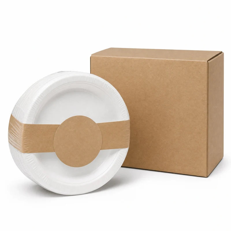 9 Inch Eco-Friendly Disposable Paper Plates - 50 Pack, Sugarcane, Biodegradable, Leak-Resistant for Parties & Meals