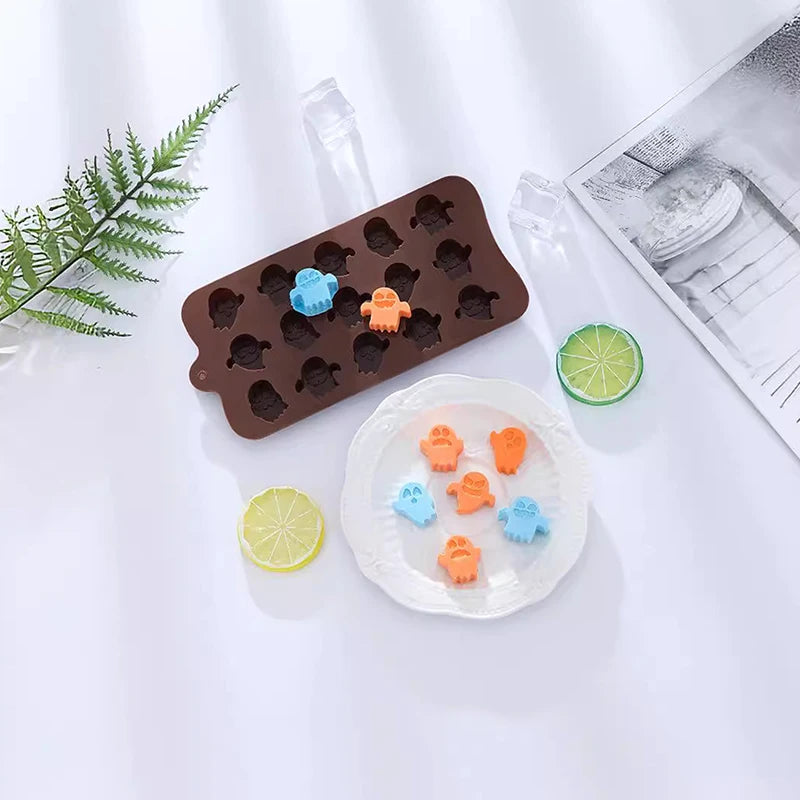 Halloween Silicone Mold Ghost Pumpkin Bat Chocolate Cake Ice Cube Baking Mold