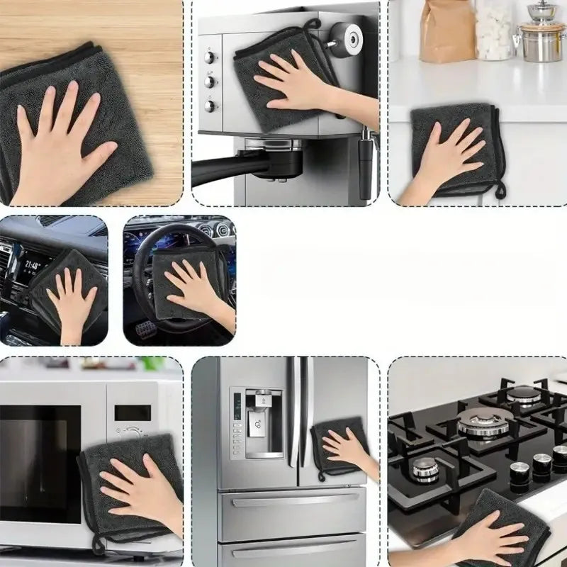 Microfiber Cleaning Cloth Set - Ultra-Absorbent, Double-Sided for Car, Home & Bathroom