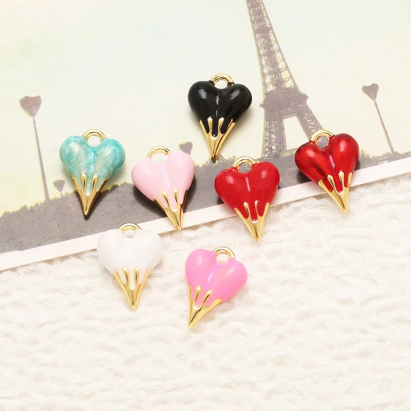 Multicolor Enamel Heart Pendant for Necklace DIY Jewelry Making Supplies