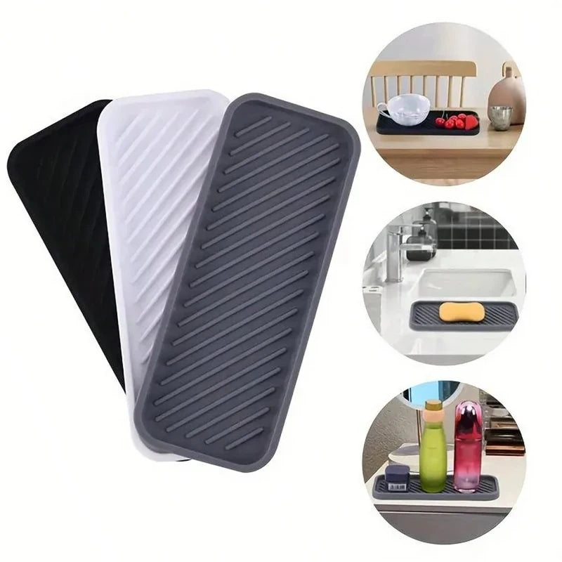 Silicone Sponge Holder Kitchen & Bathroom Organizer Tray - Multi Color