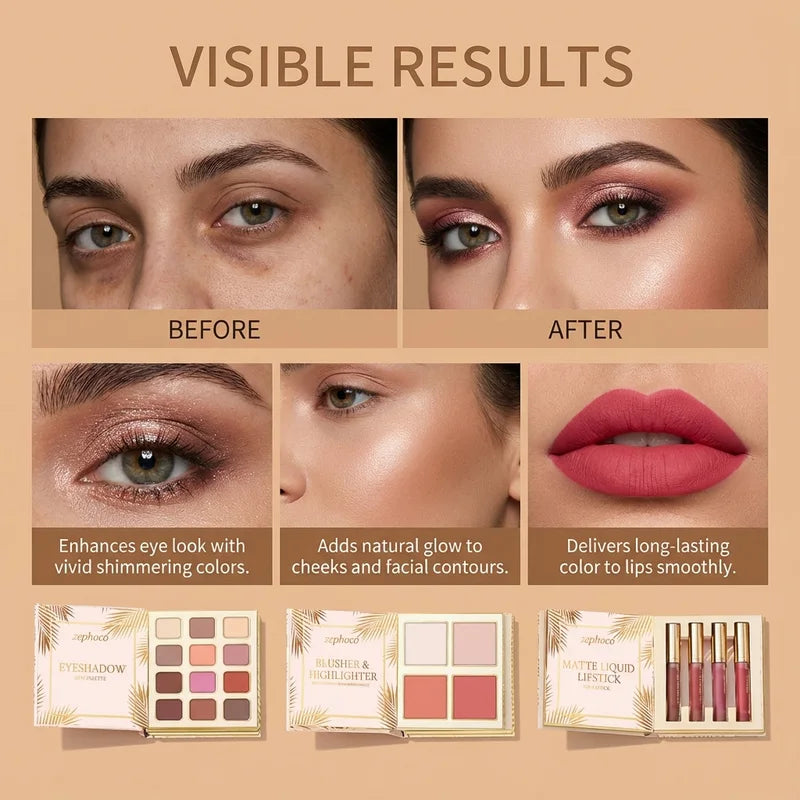 All-in-One Tropical Gilded Makeup Palette with Eye, Face, Lip & Highlighter Shades