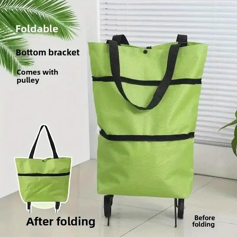 Foldable Portable Shopping Cart with Wheels - Lightweight Backpack-Style Hand Cart for Home Use