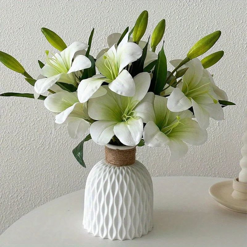 Artificial Lily Flowers - Faux Indoor & Outdoor Decor, 3 Heads