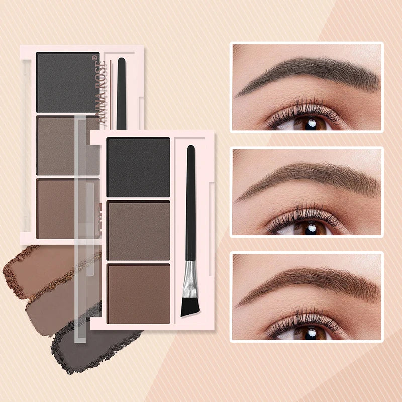 Waterproof Long-Lasting Eyebrow Powder Palette - Natural, Sweat-Proof, 3-Color Options