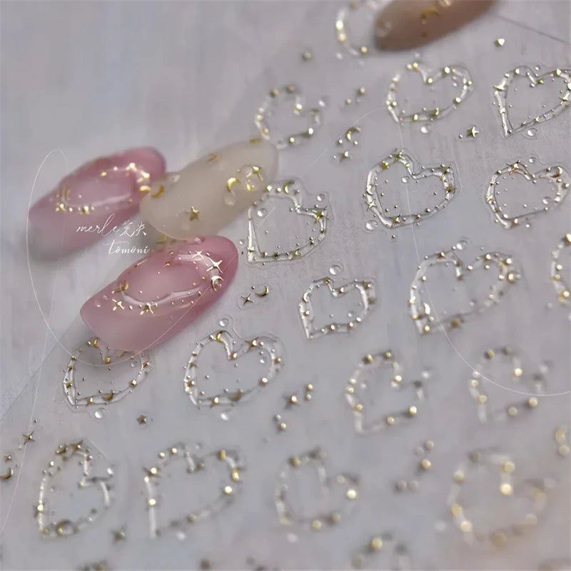 Jelly Nail Stickers Shiny French Ice Crystal Stars Self-Adhesive Nail Art Decals