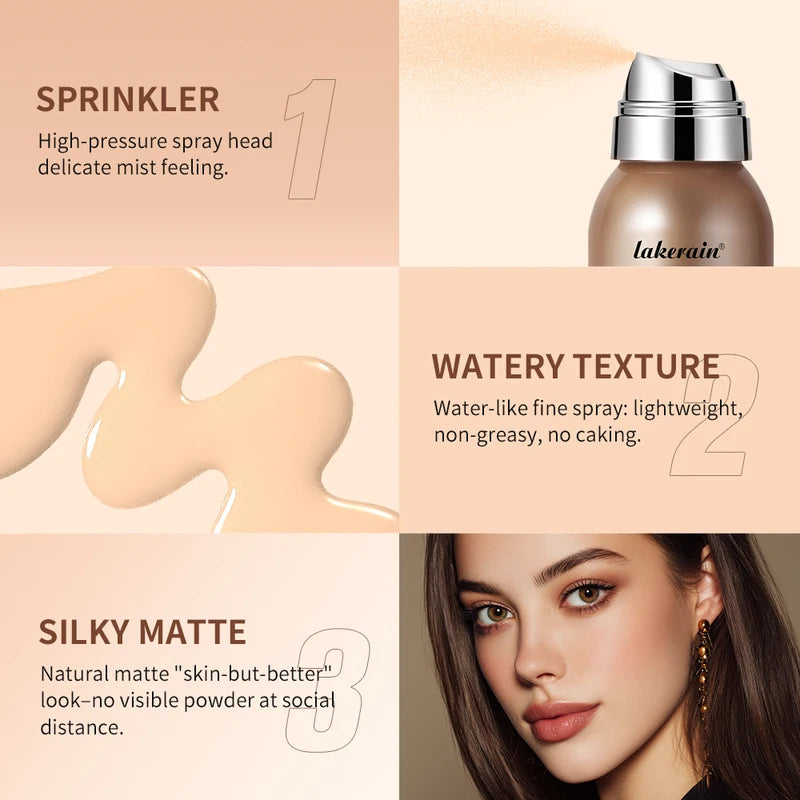 Waterproof Matte Finish Spray Foundation - Breathable, Sweat-Resistant Makeup