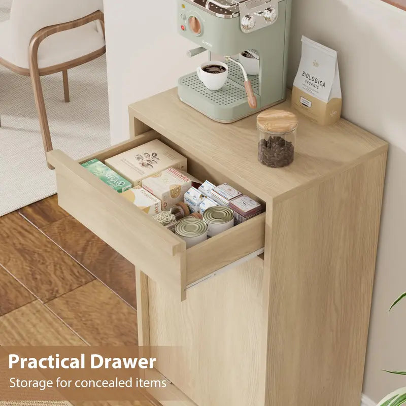 Tilt Out Laundry Hamper Cabinet with Drawer and Removable 10-Gallon Basket