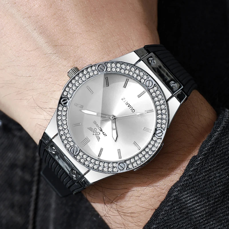 Men's Quartz Sport Watch with Silicone Strap - Fashionable Casual Wristwatch
