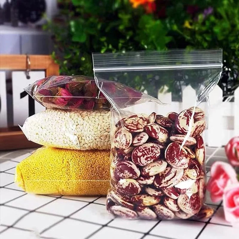 Small Reclosable Plastic Bags Bulk Assortment for Food Storage & Organization