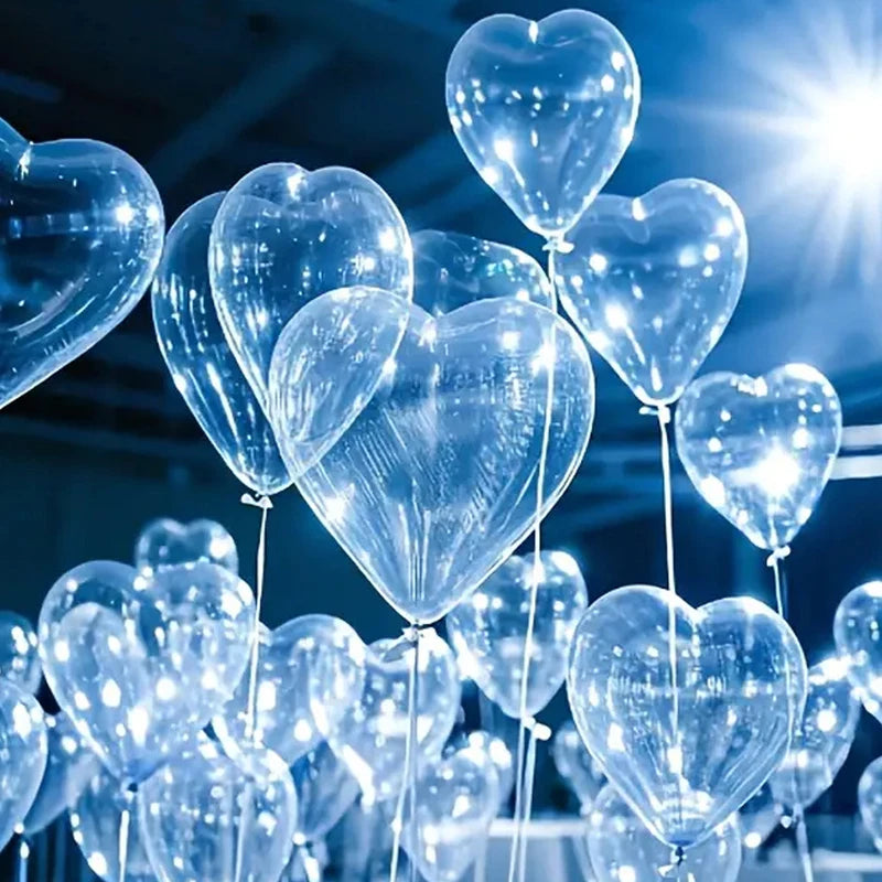 10pcs Transparent Love Heart Balloons Latex Balloons for Valentine`s Day Wedding Birthday Party Decor