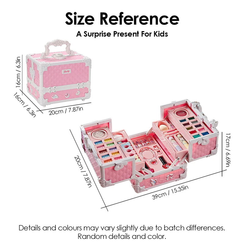 Kids Makeup Kit for Girls Princess Pretend Play Cosmetic Set with Mirror - Washable & Safe Toys for Birthday Gifts