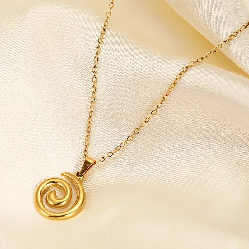 Stainless Steel Spiral Pendant Necklace for Women Jewelry Party & Casual Wear