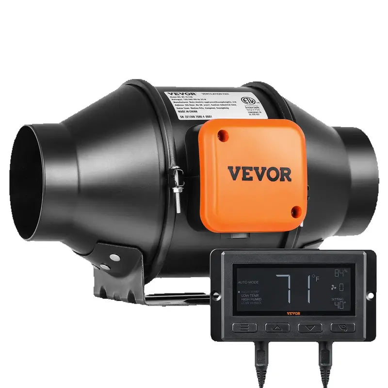Inline Duct Fan with Temperature Humidity Controller 4/6/8 Inch for Ventilation