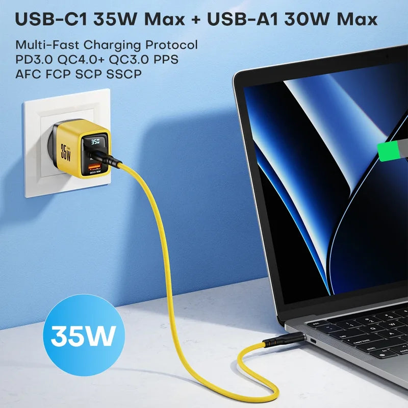 GaN 35W Fast USB-C Charger with QC4.0 PD3.0 PPS for iPhone, Samsung, Xiaomi