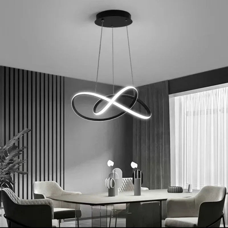 Modern Geometric Pendant Light Fixture for Living Room & Dining Room - Adjustable LED Chandelier