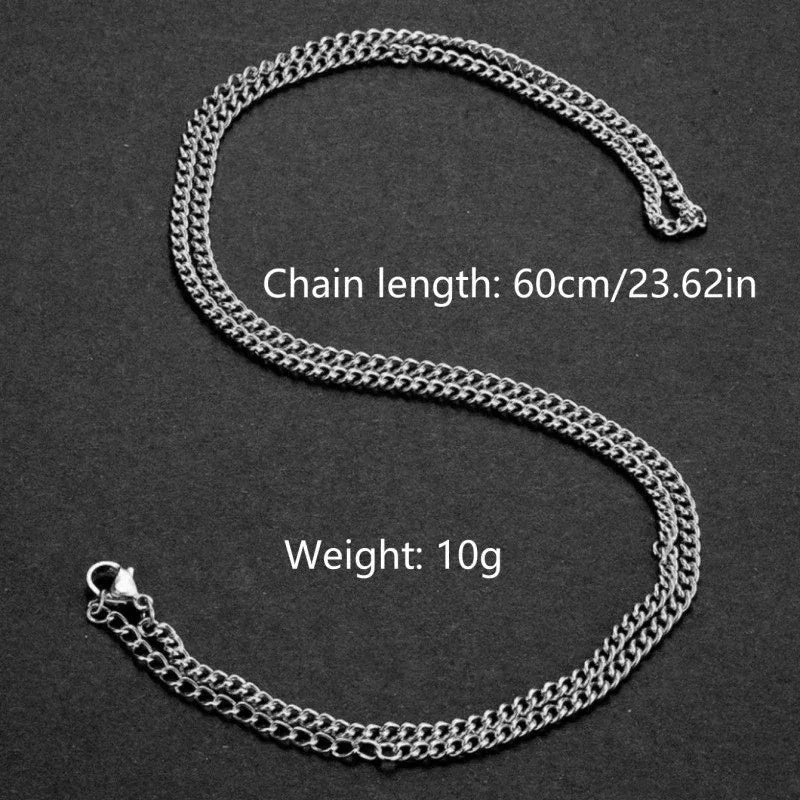 Men's 2mm Cuban Chain Necklace Sterling Silver Titanium Steel Jewelry