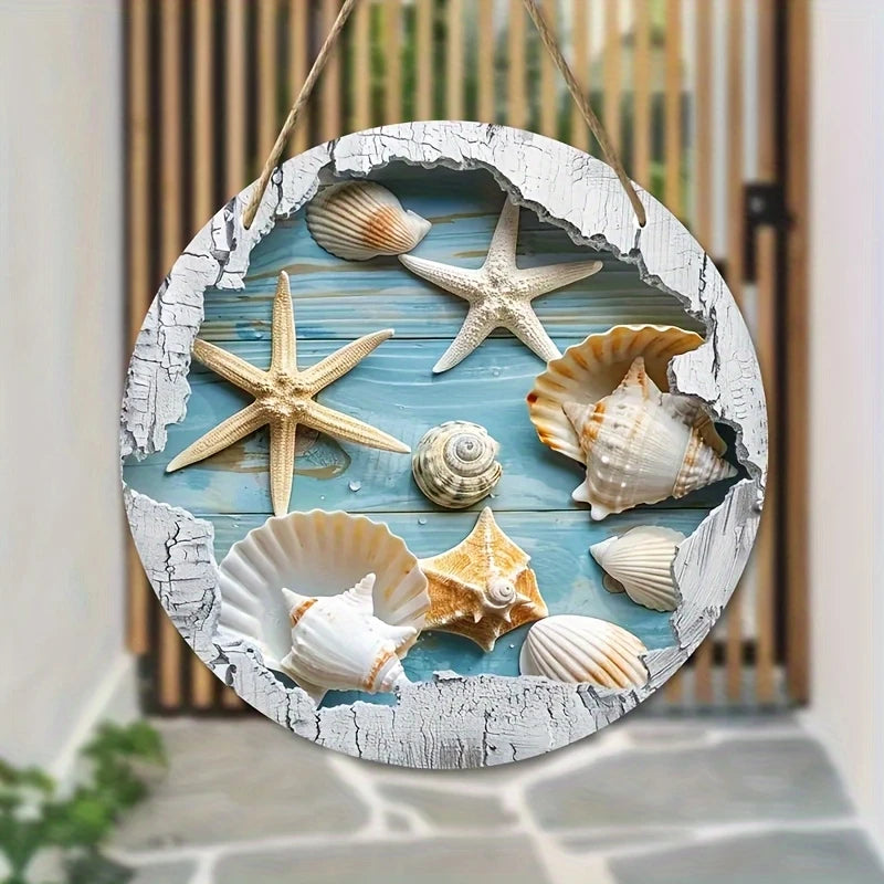 Retro Wooden 8-Inch Round Disc Beach Decor - Summer Ocean Travel Photo Prop