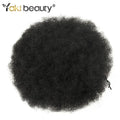 Drawstring Ponytail Hair Extension Synthetic Curly Kinky Hairpiece - Black & Brown