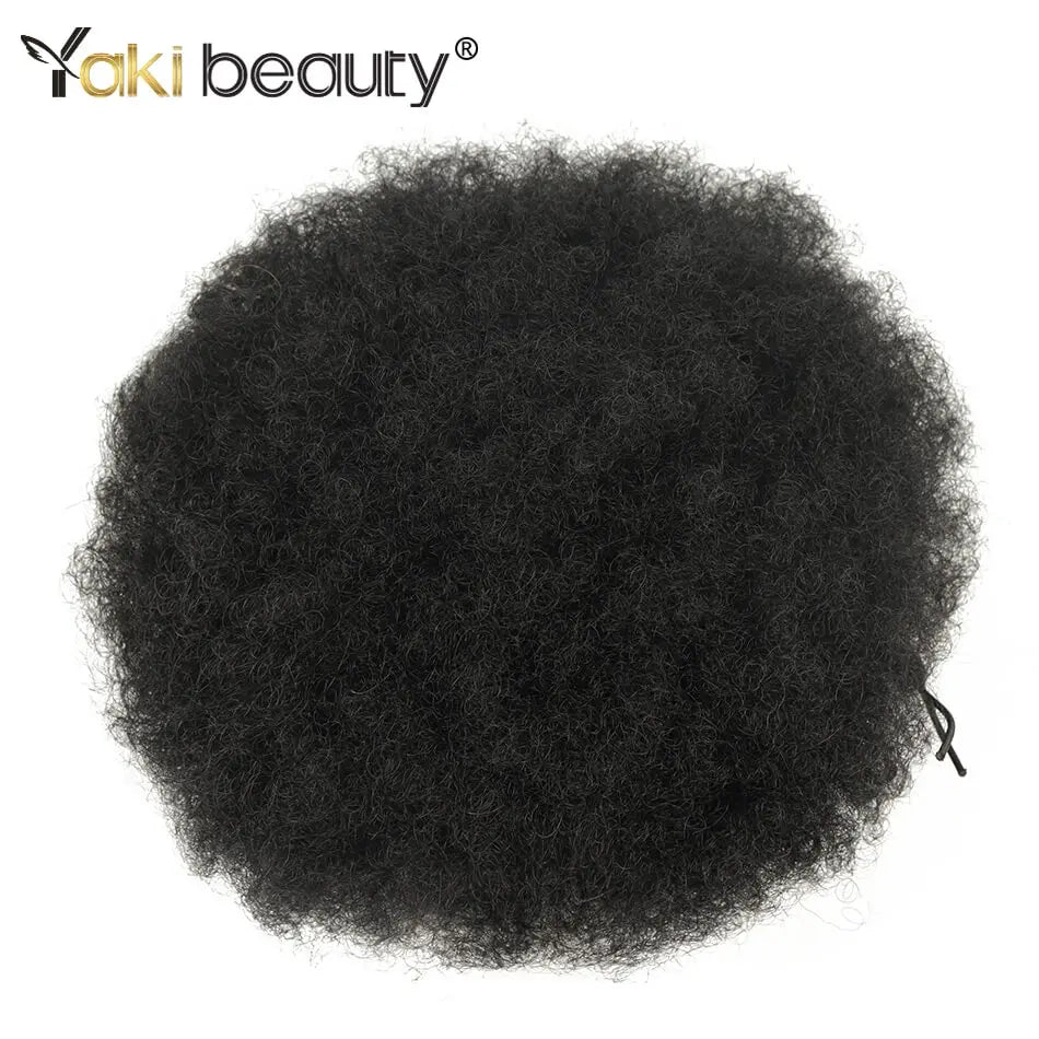 Drawstring Ponytail Hair Extension Synthetic Curly Kinky Hairpiece - Black & Brown