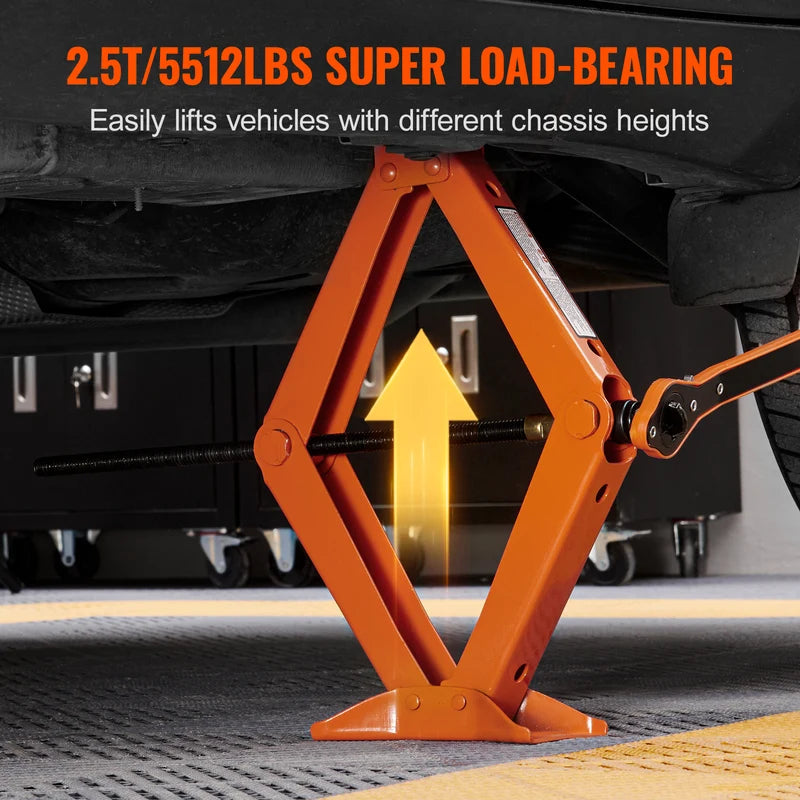 2.5 Ton Scissor Car Jack with Lift Range 3.7 to 17.1 Inches Portable Tire Jack
