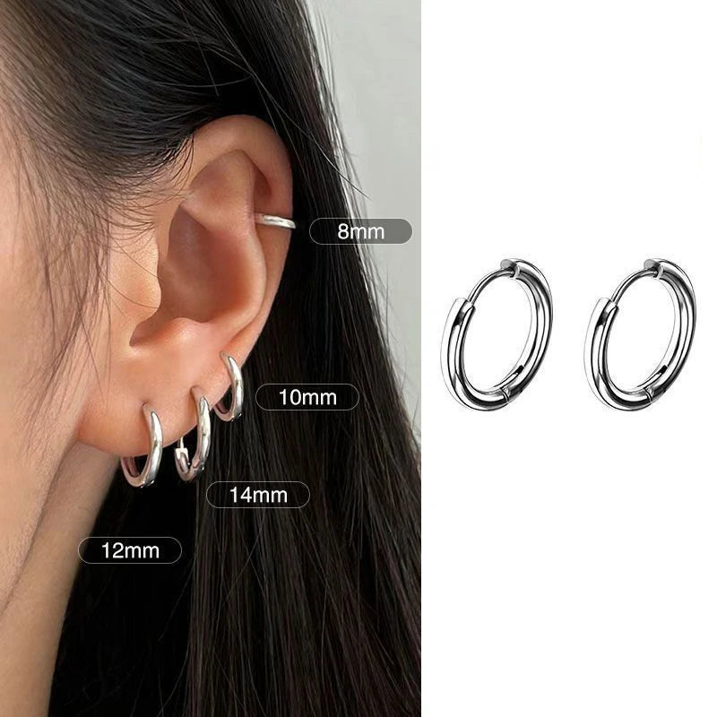 Stainless Steel Hoop Earrings for Women - 2.5mm Thick Classic Huggie Jewelry