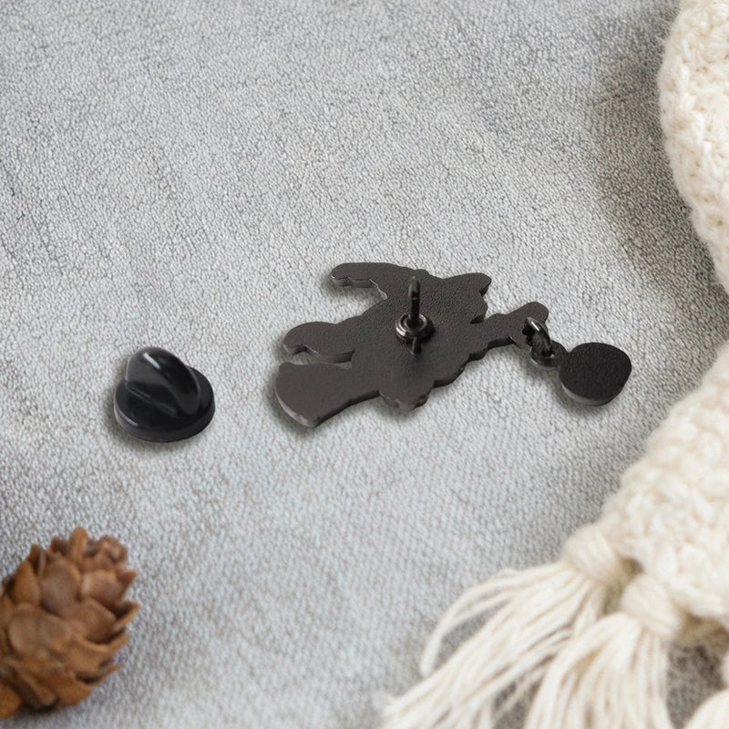 Halloween Frog Witch Enamel Brooch - Broom Pumpkin Ghost Badge for Backpack Hat