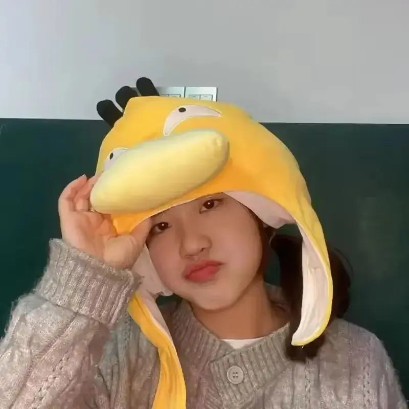 Anime Plush Pillow - Psyduck Kawaii Stuffed Headgear Toy for Fans