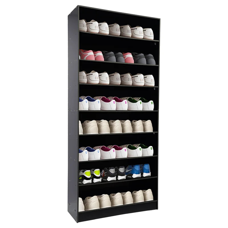 80cm Shoe Organizer with 8 Tiers - White or Black Storage Cabinet for Shoes