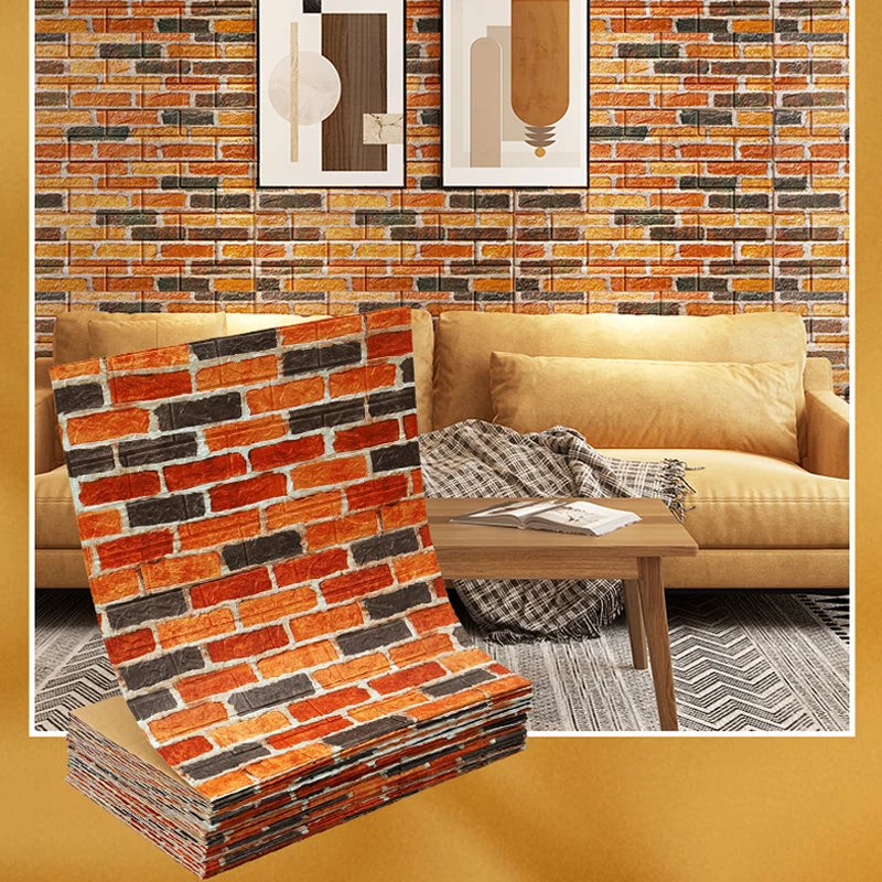 3D Brick Wall Sticker 70cm x 10m Self-Adhesive Waterproof Wallpaper for Living Room