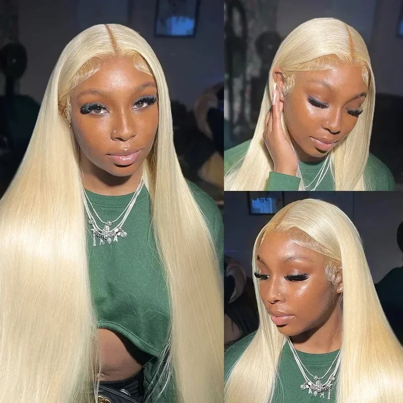 Colored Straight Human Hair Wig 13x4 HD Blonde Lace Front Full Lace Frontal 18-46 Inch