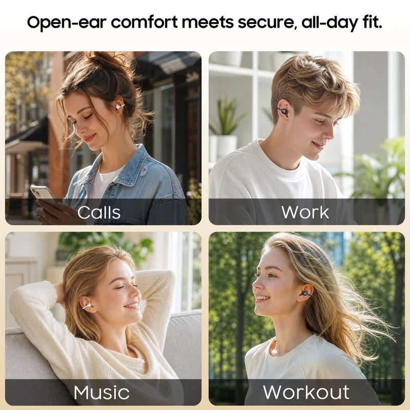 Open Ear Clip-On Sports Earbuds Wireless Bluetooth 6.0 Waterproof Headphones