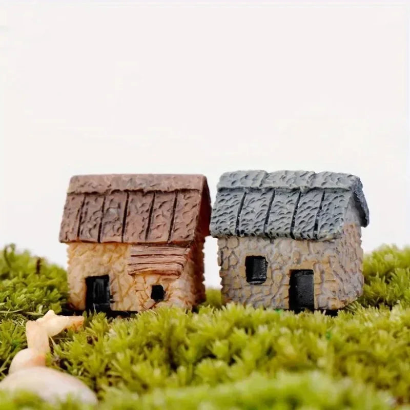 Mini Resin House Statue for Dollhouse, Fairy Garden, Bonsai & Succulent Decor