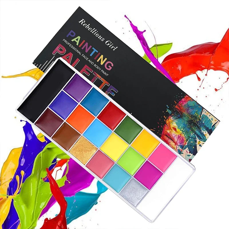 20-Color Oil-Based Face & Body Paint Set Non-Toxic Safe for Kids & Halloween