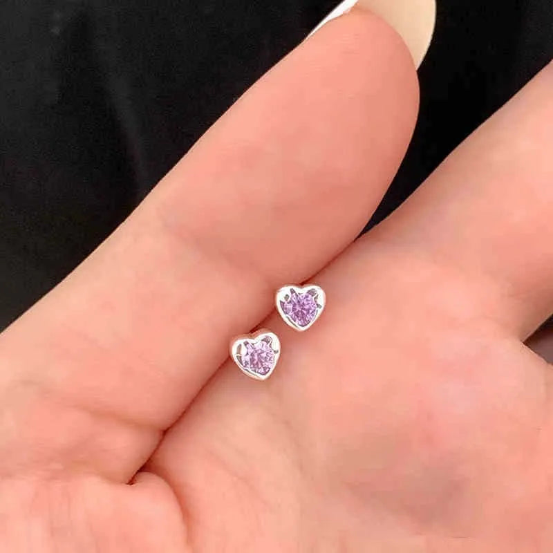 Sterling Silver Love Earrings for Women, Small Charm Jewelry - Birthday Gift