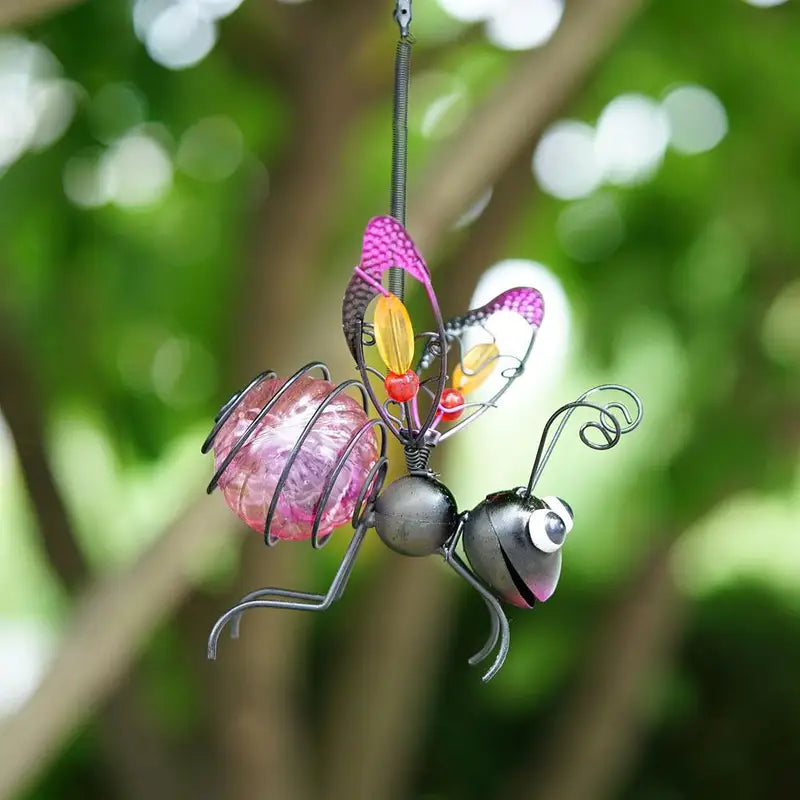 Solar Garden Insect Lantern with LED Fairy Lights - Outdoor Yard Decor