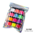 Neon Pigment Powder Set for Nail Art - Fluorescent Glitter & Chrome Dust, 12 Colors