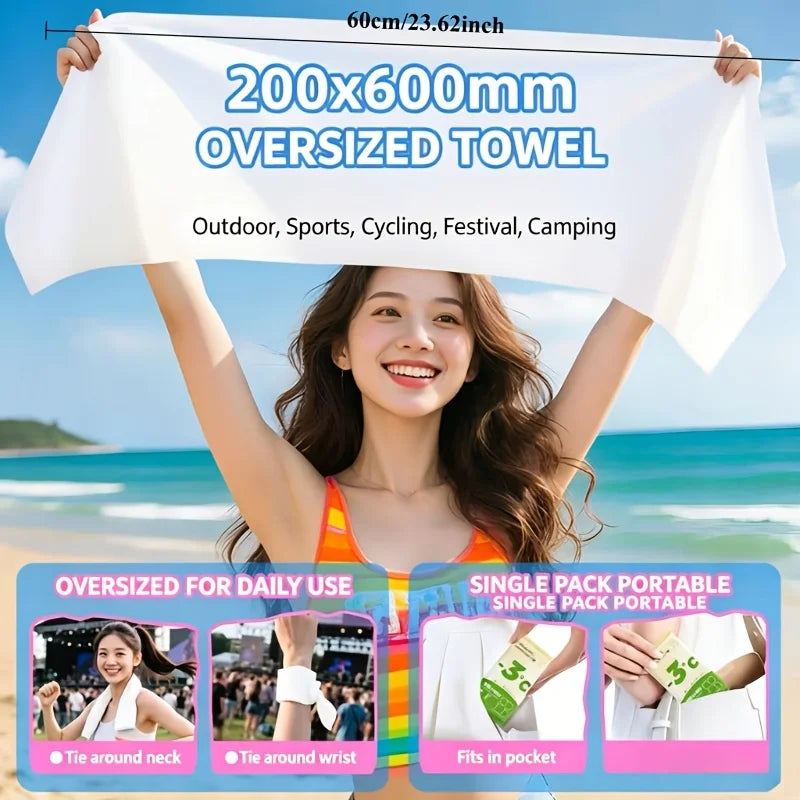 Portable Cooling Towels 10/20 Pack 200x600mm Cold Wipes for Sports Beach Gym Hiking Camping