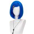 Women Short Straight Synthetic Wig 12 Inches Dark Blue Cosplay Costume Hair