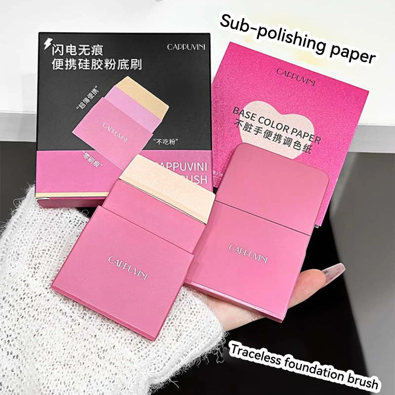 Portable Silicone Foundation Brush with Color Paper for Precise Makeup Application