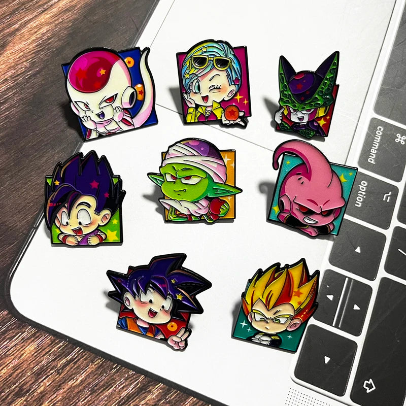 8PCS Cute Chibi Saiyan Enamel Pin Set Cartoon Anime Metal Badges for Clothing