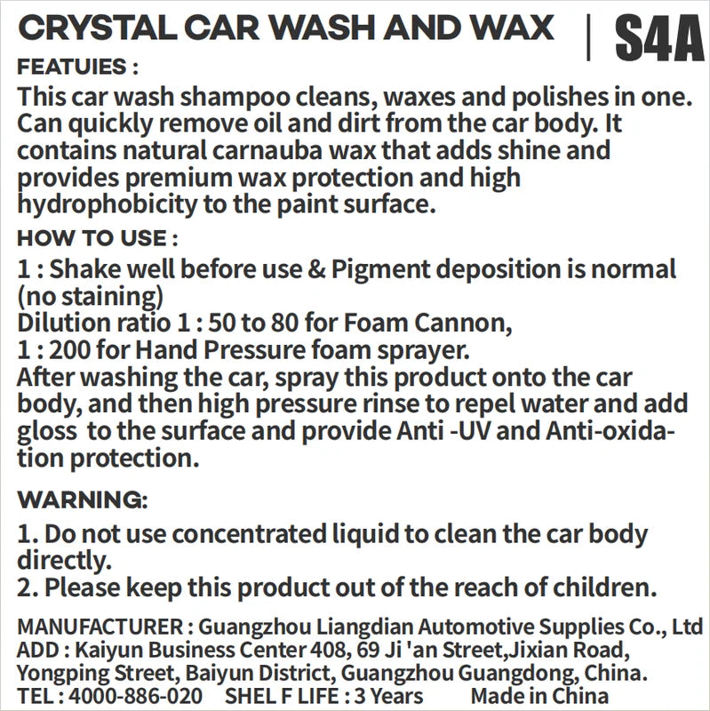 Ceramic Car Wash Shampoo with PH Balance and Hydrophobic Coating - Shine & Protection