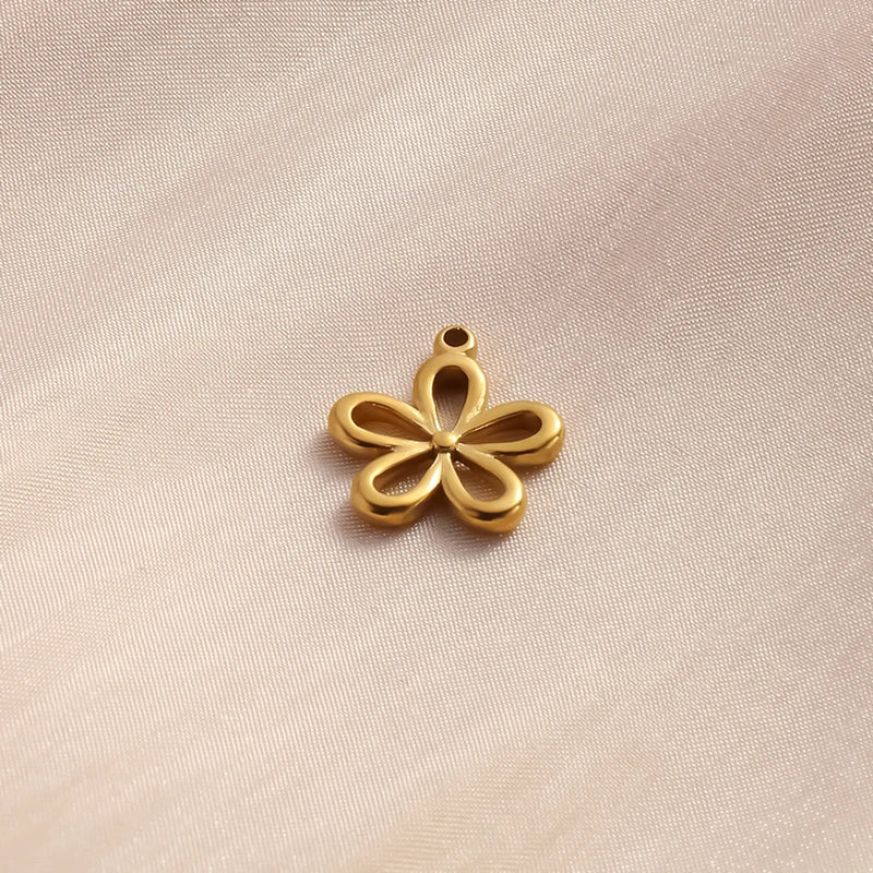 6Pcs Stainless Steel Dainty Flower Petal Pendant Jewelry Making Charms Wholesale
